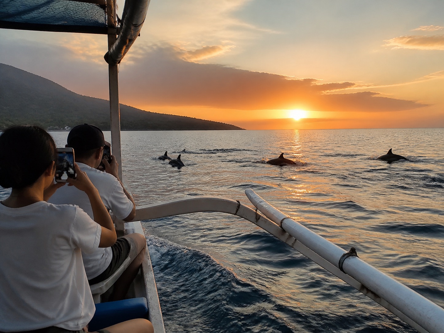 Dolphin watching at sunrise in Lovina